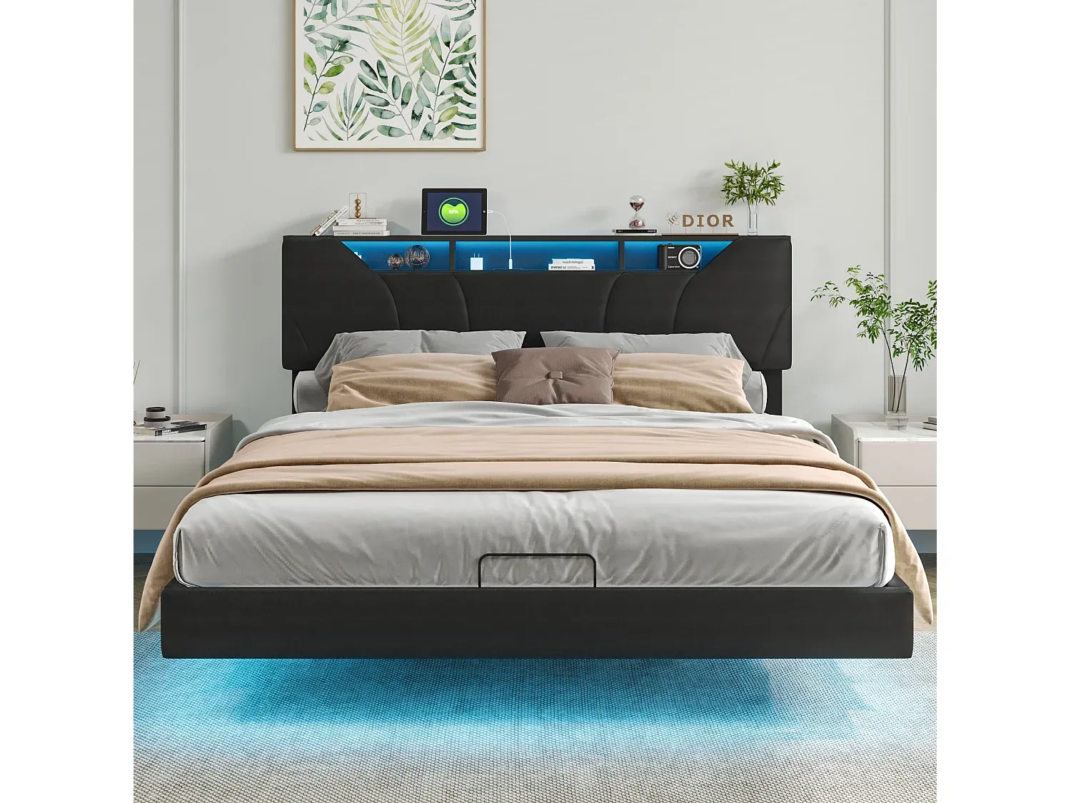 Modernes Stauraumbett mit LED und USB