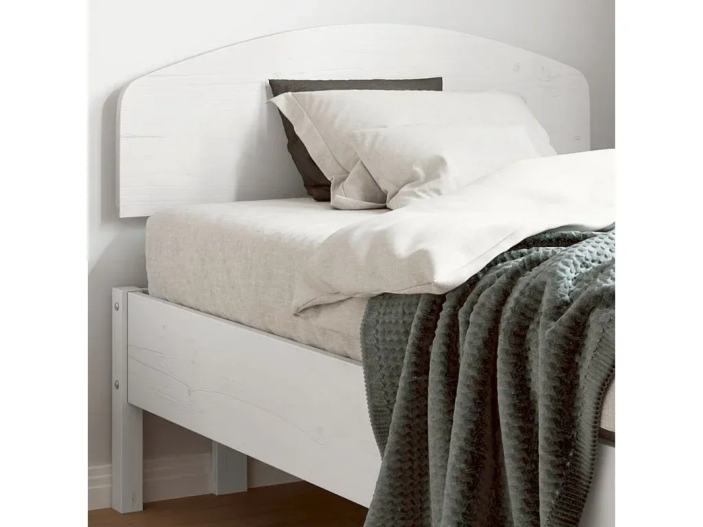 Massivholz Kiefer Bettkopfteil Weiß 90 cm