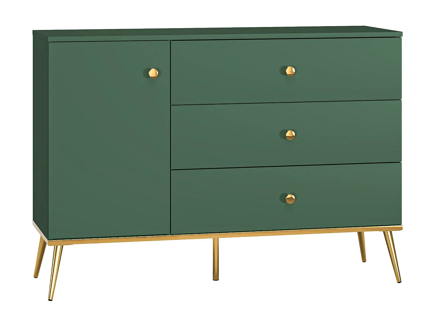 Grünes Sideboard mit 4 Türen, 120x40x85 cm