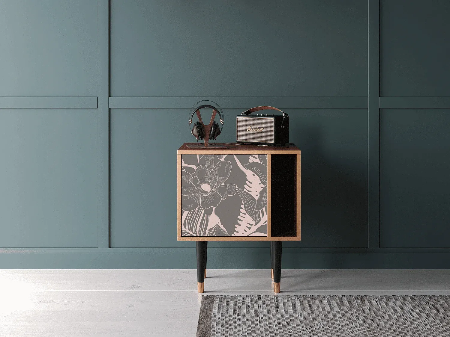 Kleiner Holz-Nachttisch mit Schubladen