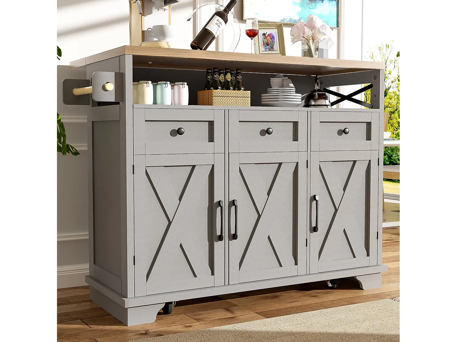 Modulare Kücheninsel mit Stauraum und Ausziehoberseite