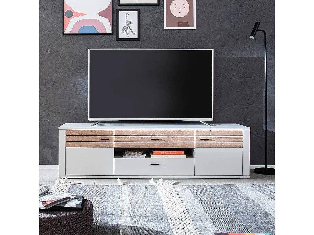 Moderner TV-Schrank mit Türen und offenem Fach