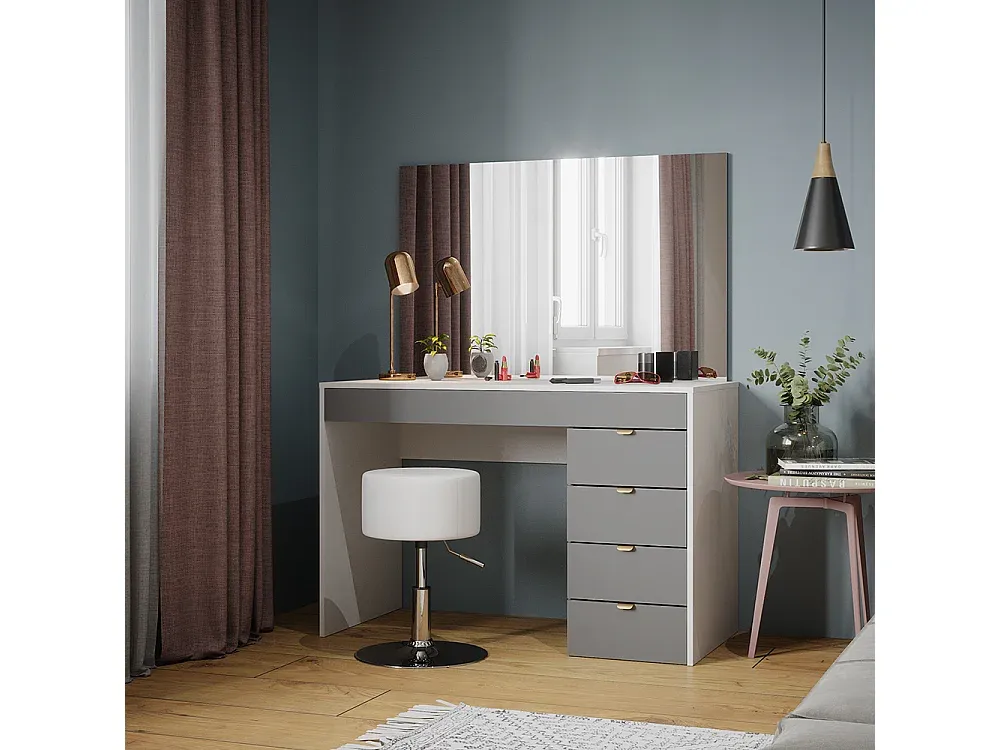 Moderner Schminktisch mit Schubladen in Weiß/Grau