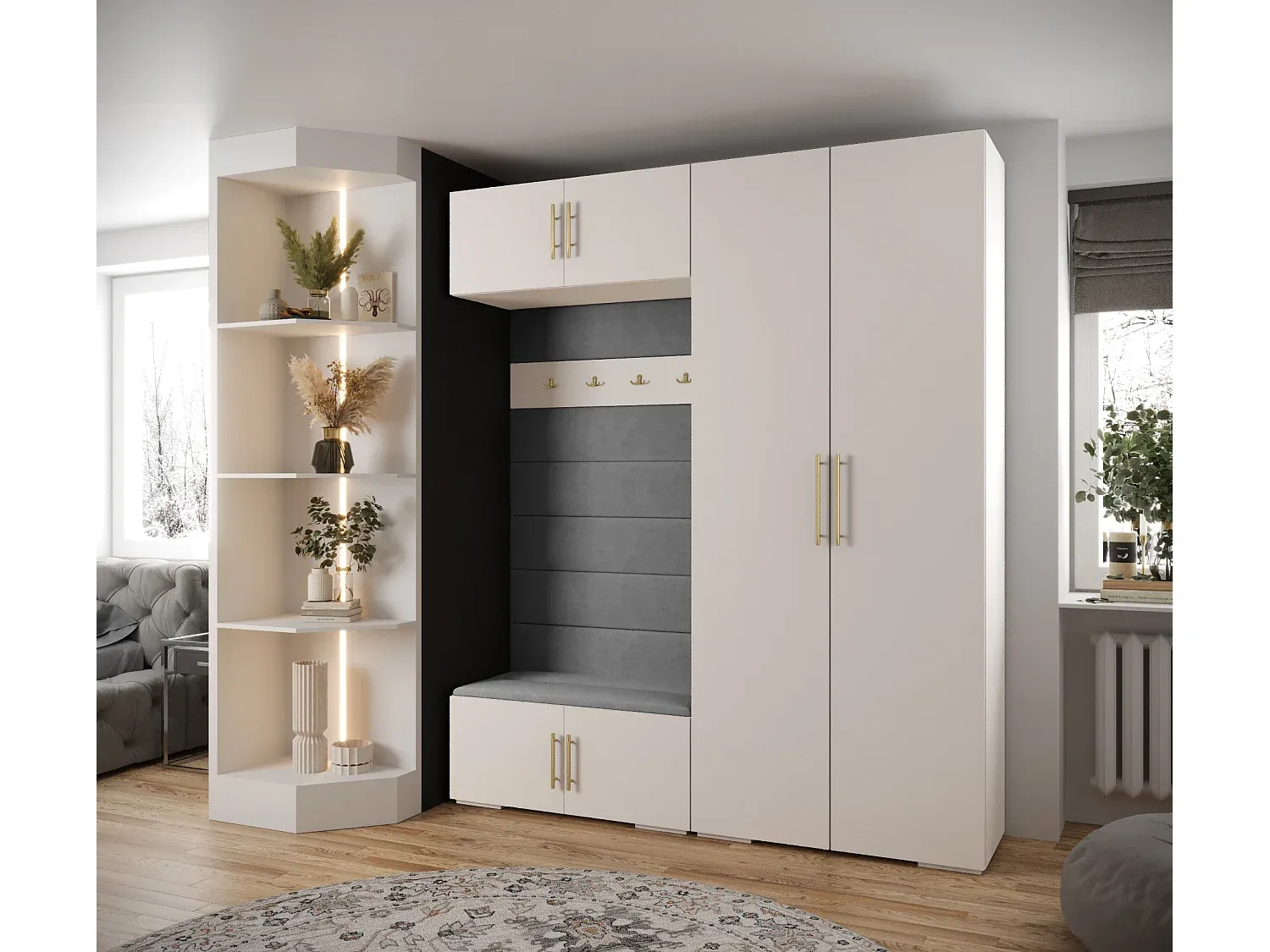 Geräumiger Kleiderschrank mit Schiebetüren