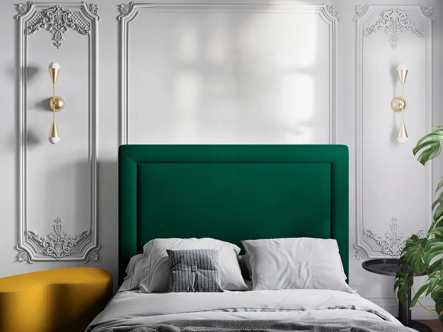 Samt Kopfteil in Flaschengrün - 160x8x120cm