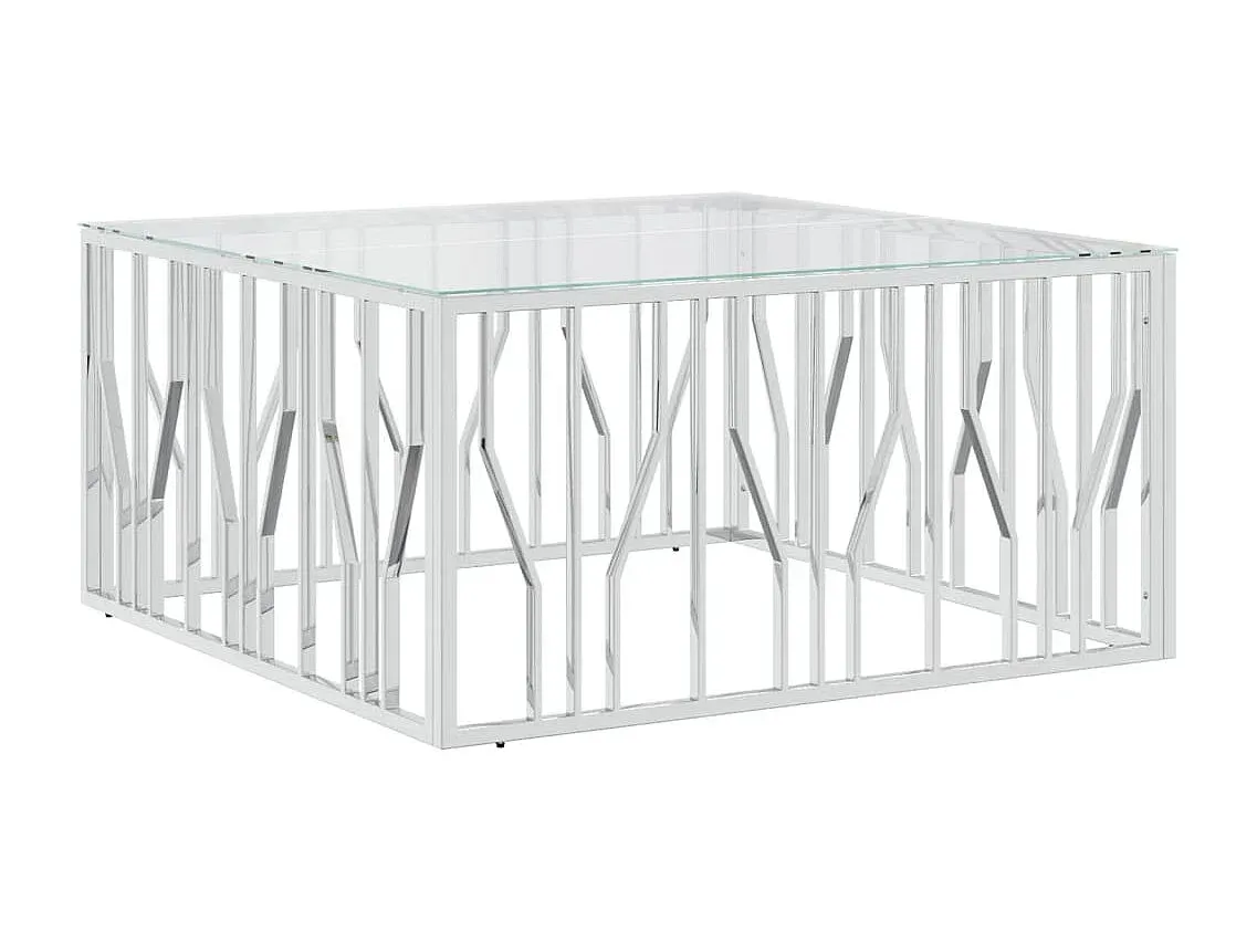 Moderner Beistelltisch aus Edelstahl und Glas, Quadratisch 100x100 cm