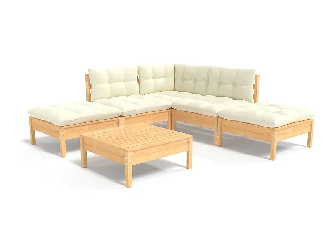Garten-Lounge-Set aus Kiefernholz mit Kissen