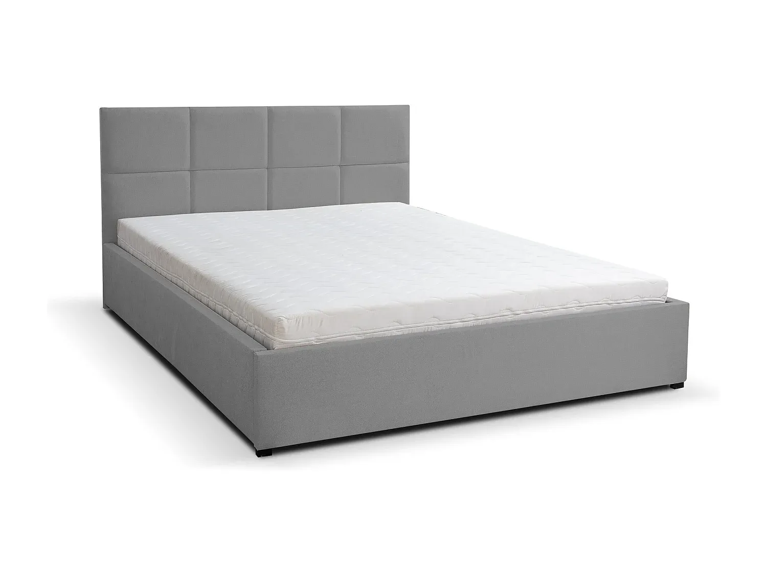 Polsterbett mit Kopfteil und Stauraum, 140 x 200 cm, aus Velours, Farbe: Grau