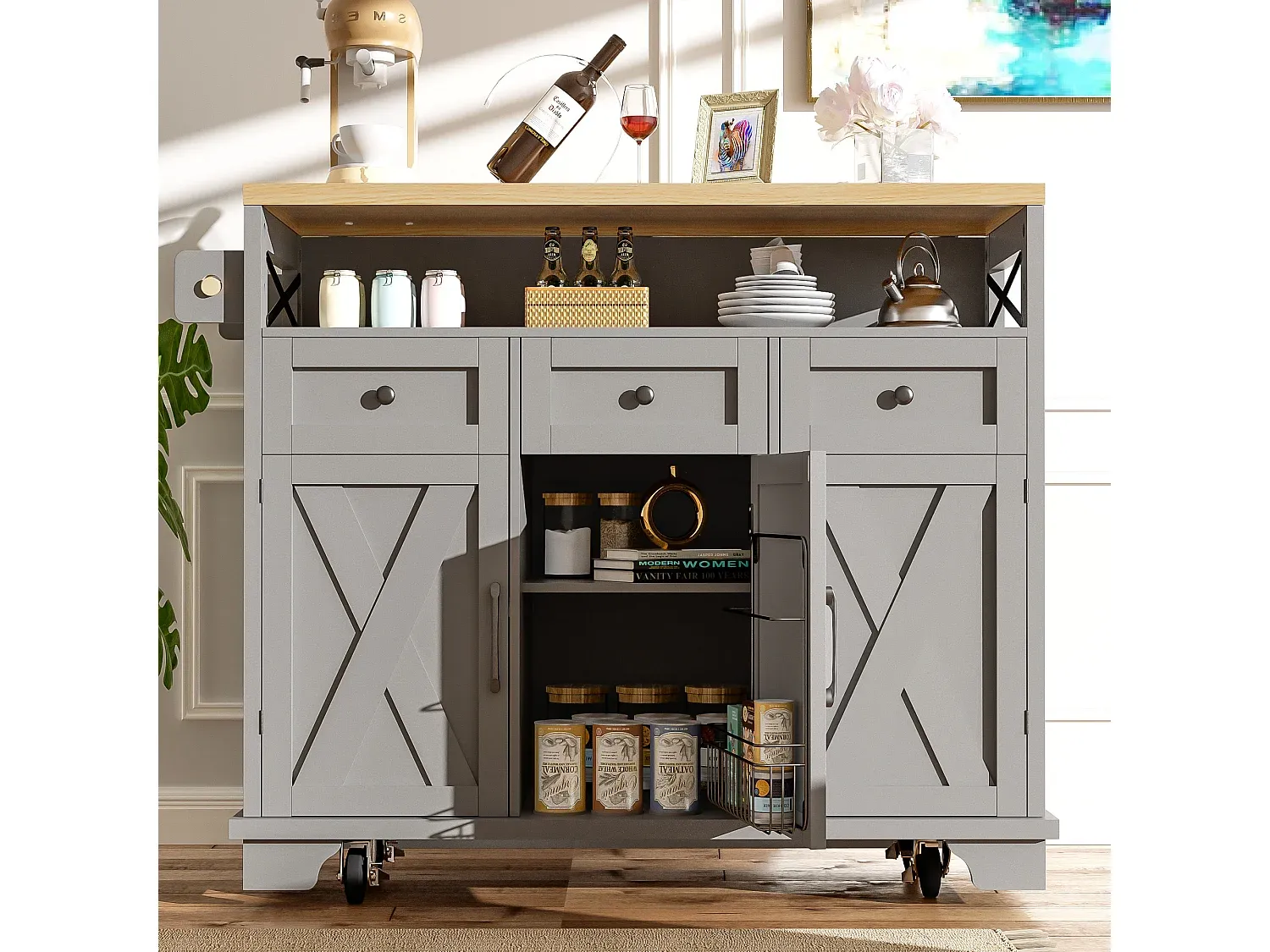 Modulare Kücheninsel mit Stauraum und Ausziehoberseite