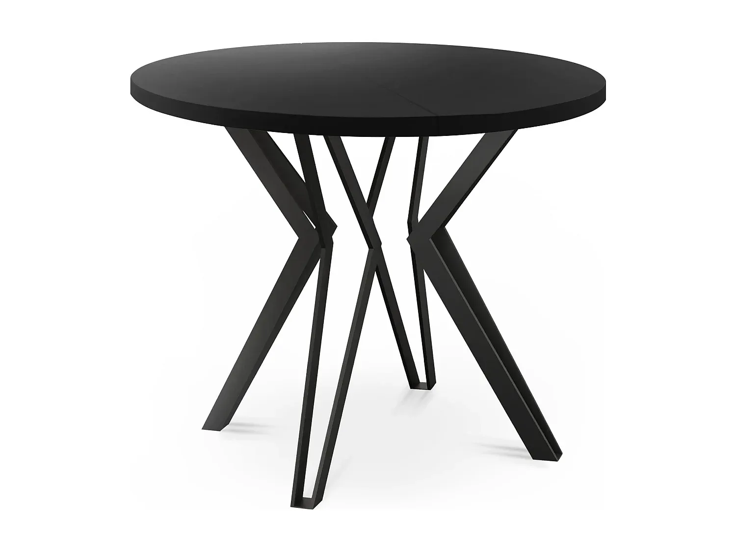 Runder Esstisch ausziehbar im Industriestil mit Metallbeinen