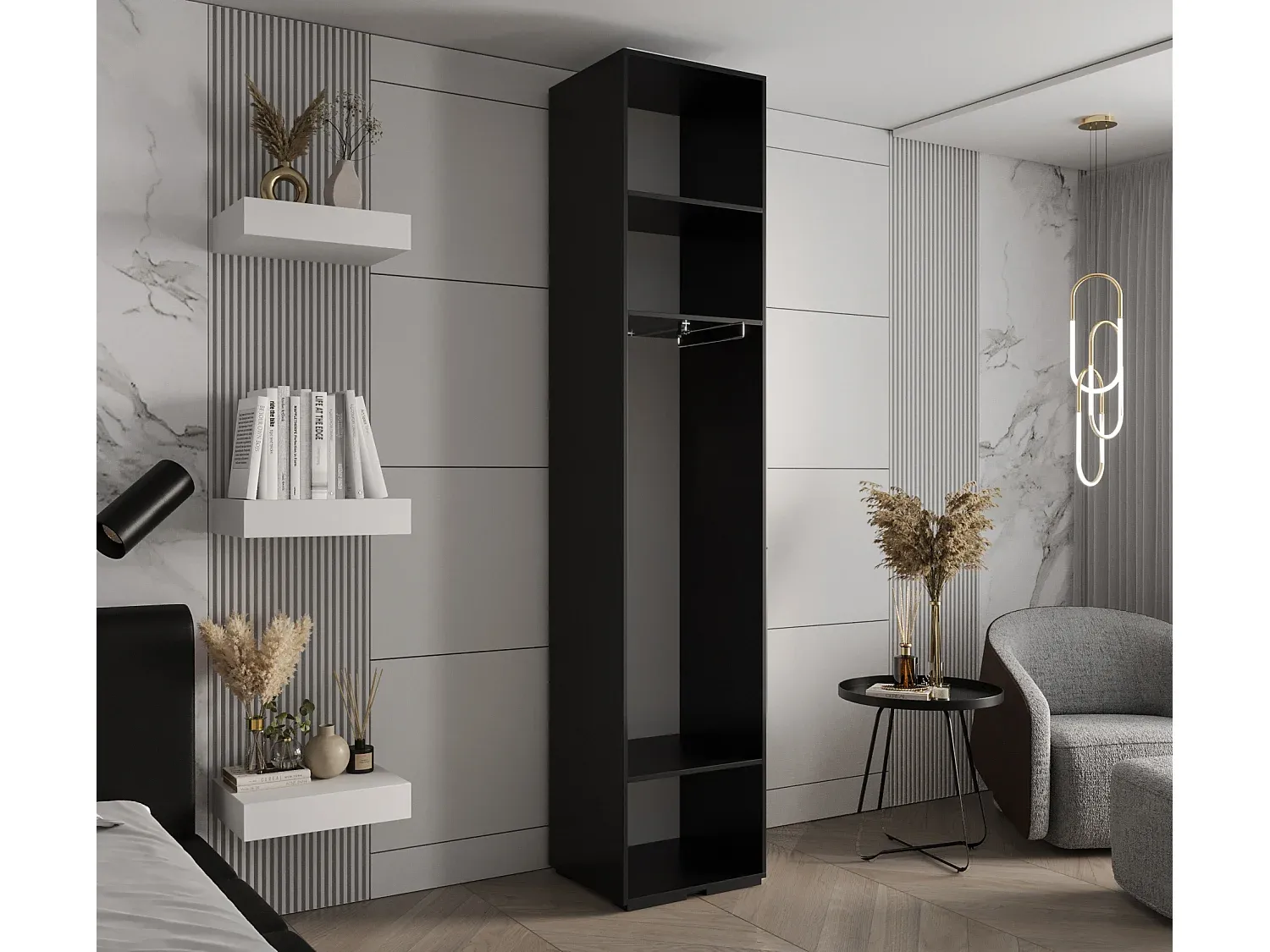 Moderner Schwebetürenschrank Schwarz-Gold 236,7 cm