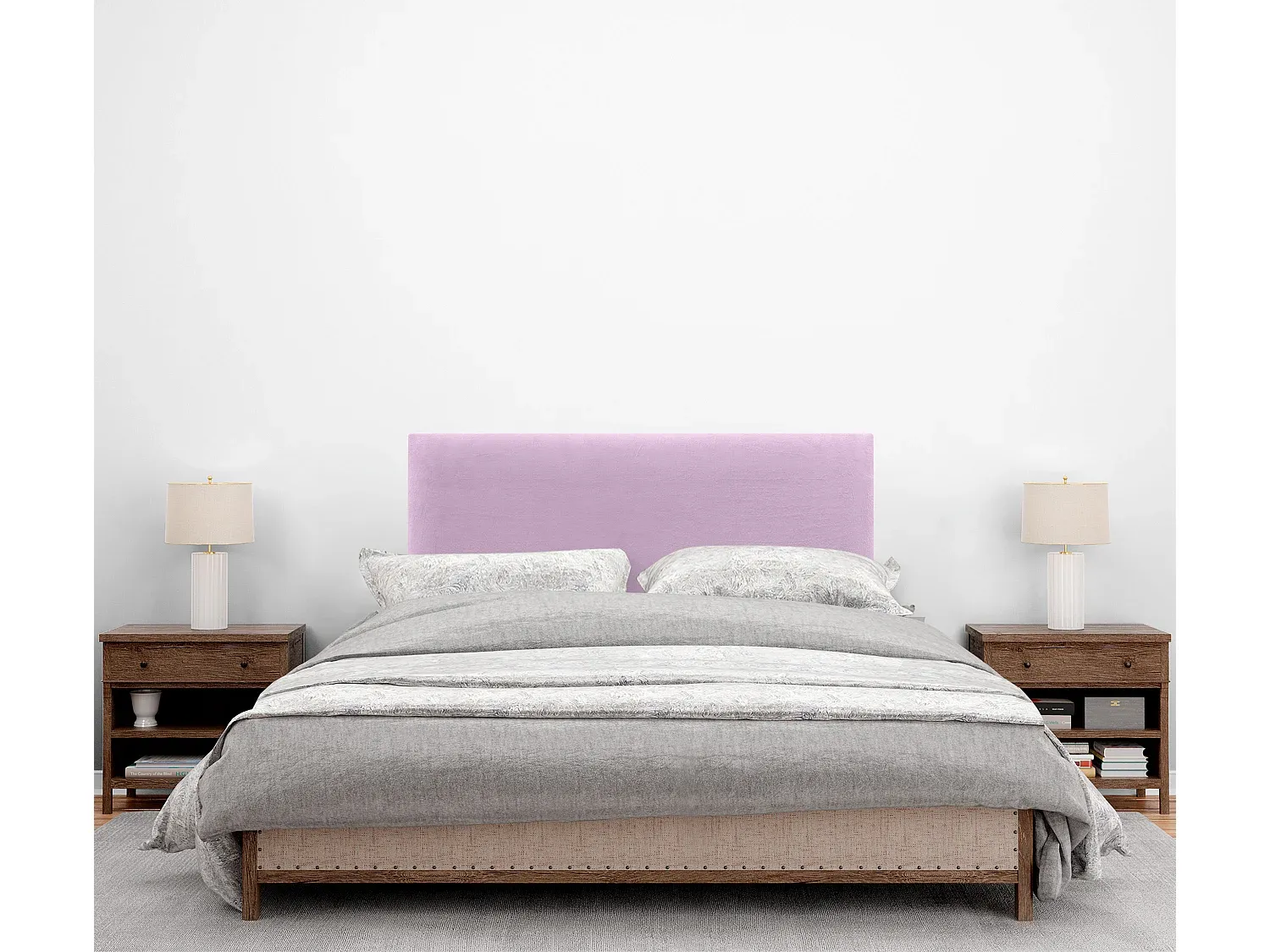 Glatte Samt-Kopfteil 95 x 60 cm für Einzelbetten in Rosa