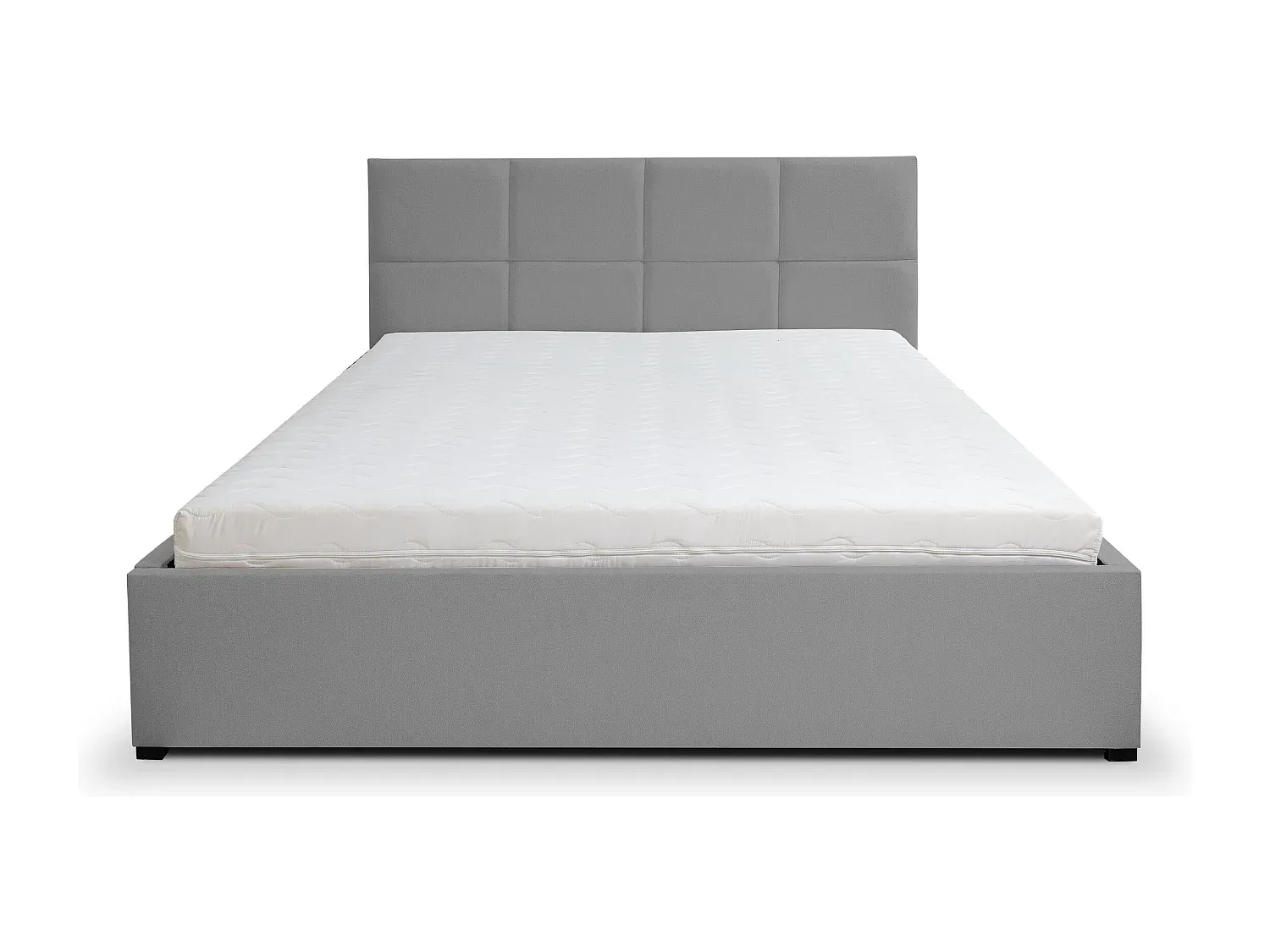 Polsterbett mit Kopfteil und Stauraum, 140 x 200 cm, aus Velours, Farbe: Grau
