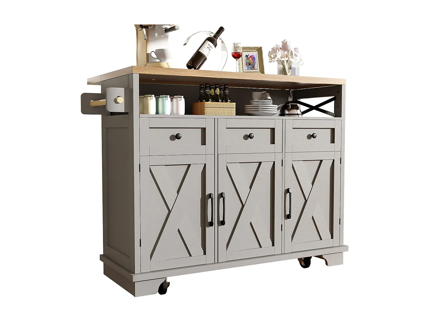 Modulare Kücheninsel mit Stauraum und Ausziehoberseite