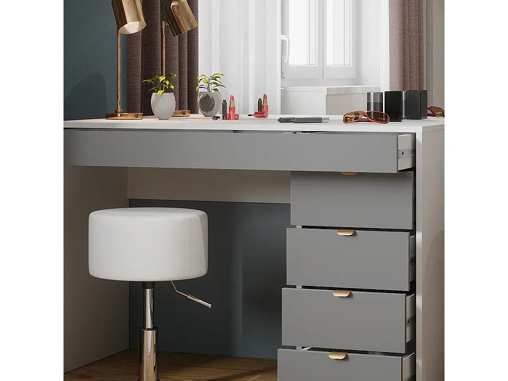 Moderner Schminktisch mit Schubladen in Weiß/Grau