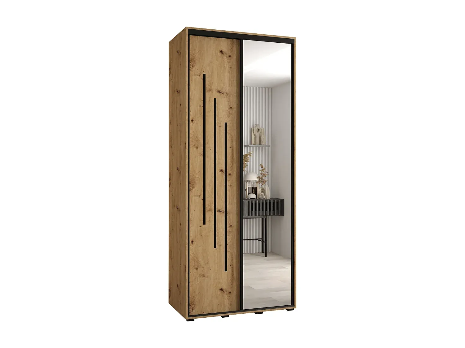 Moderner Kleiderschrank mit Schwebetüren, 2-türig, 235 cm