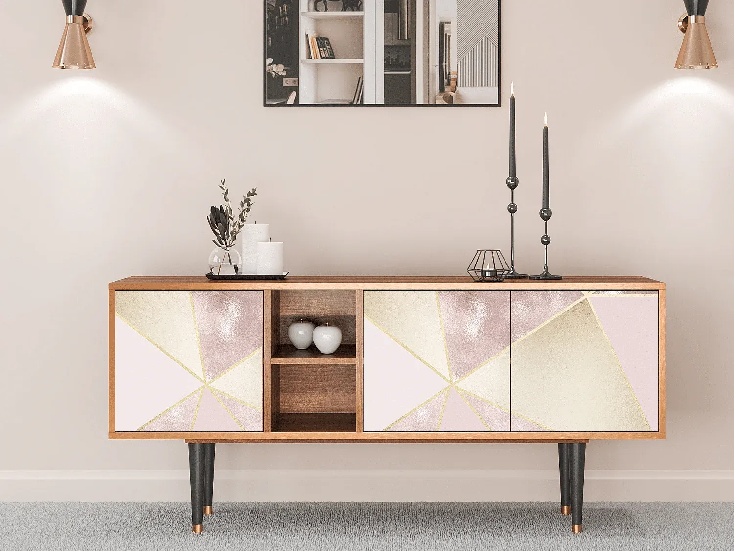 Elegantes TV-Regal mit Stauraum, Walnuss