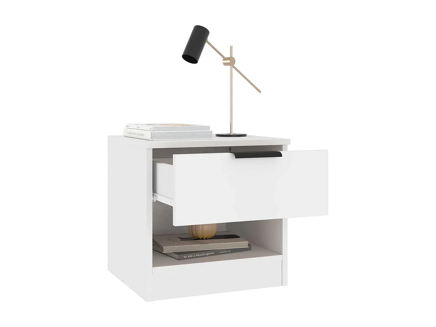 Moderner Nachttisch im 2er-Set, Weiß, Holzmaterial