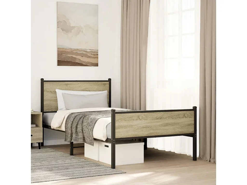 Holzbettgestell in Sonoma-Eiche 100x190 cm