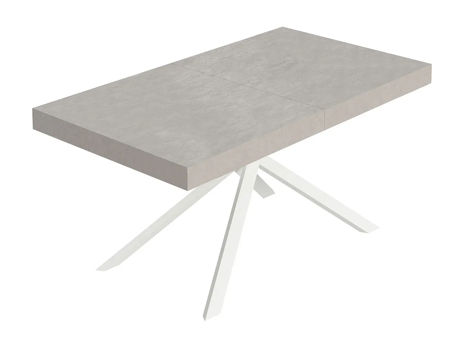 Eleganter Ausziehtisch aus Kaschmirholz, 160/244x80 cm, mit weißen Beinen