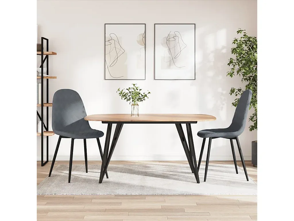 Samt Esszimmerstühle 2er Set Dunkelgrau