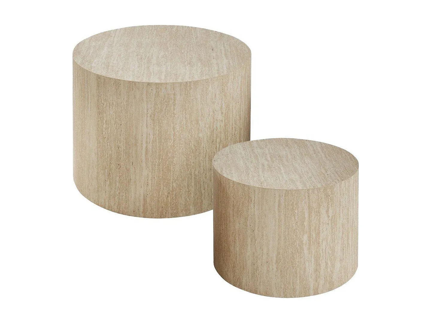 Modernes 2er-Set runde Kaffeetische in Steinoptik