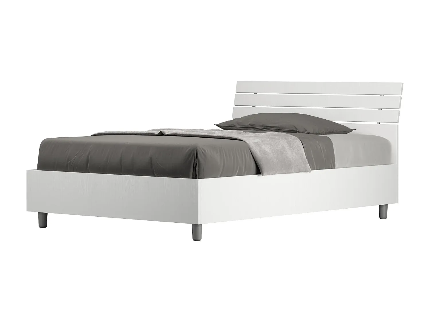 Platzsparendes Bett 120x200 mit Stauraum und schrägem Kopfteil