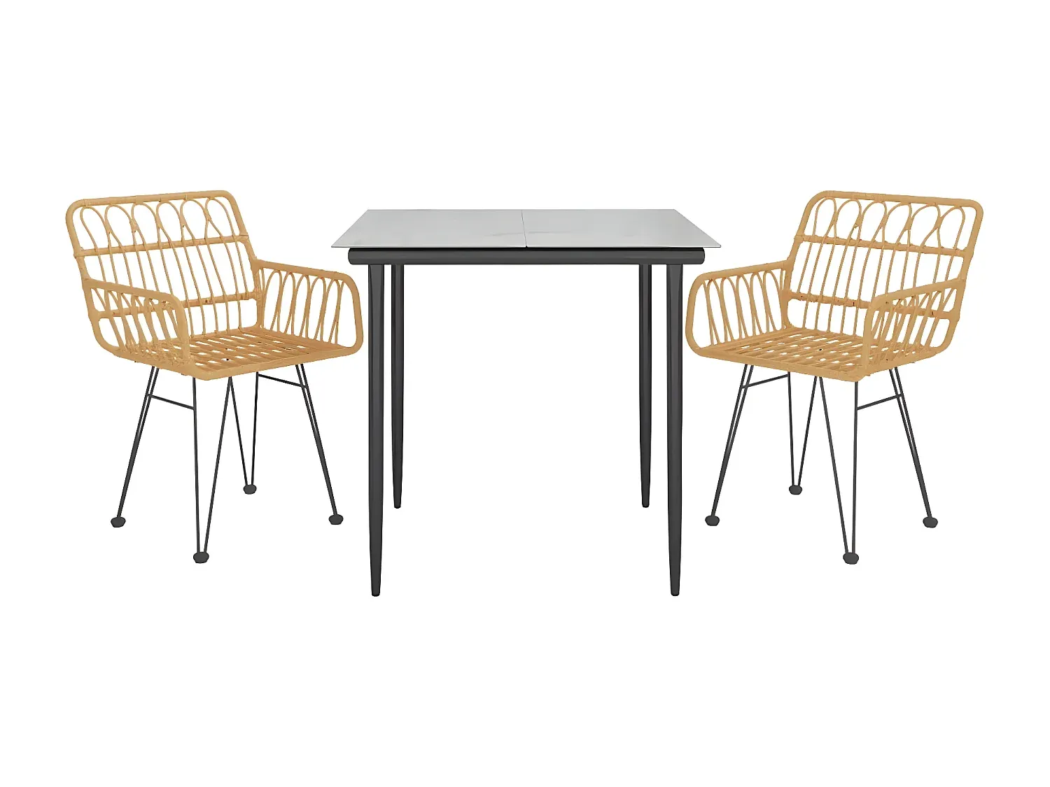 Garten-Essgruppe aus Poly Rattan, 3-teilig