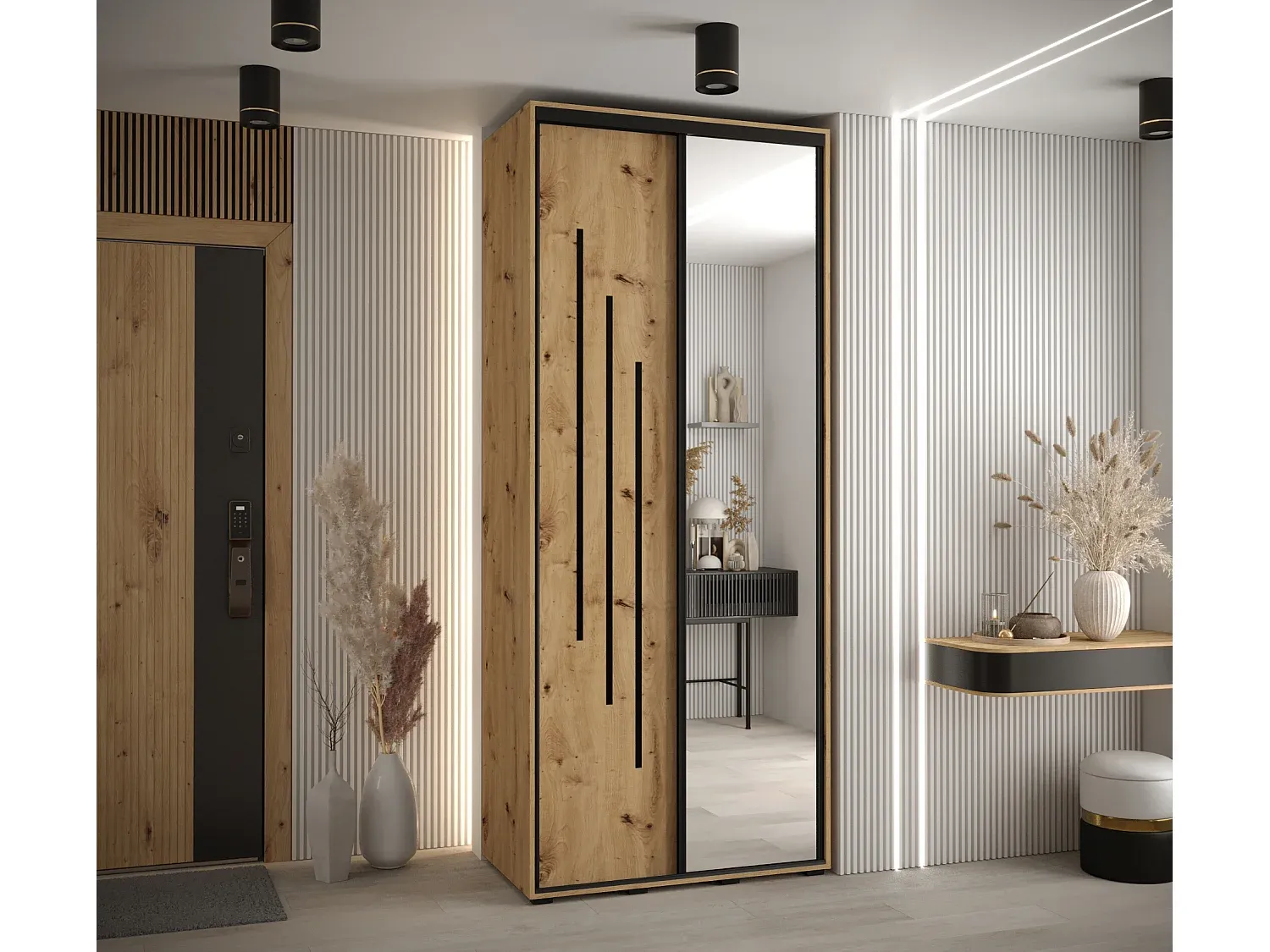 Moderner Kleiderschrank mit Schwebetüren, 2-türig, 235 cm