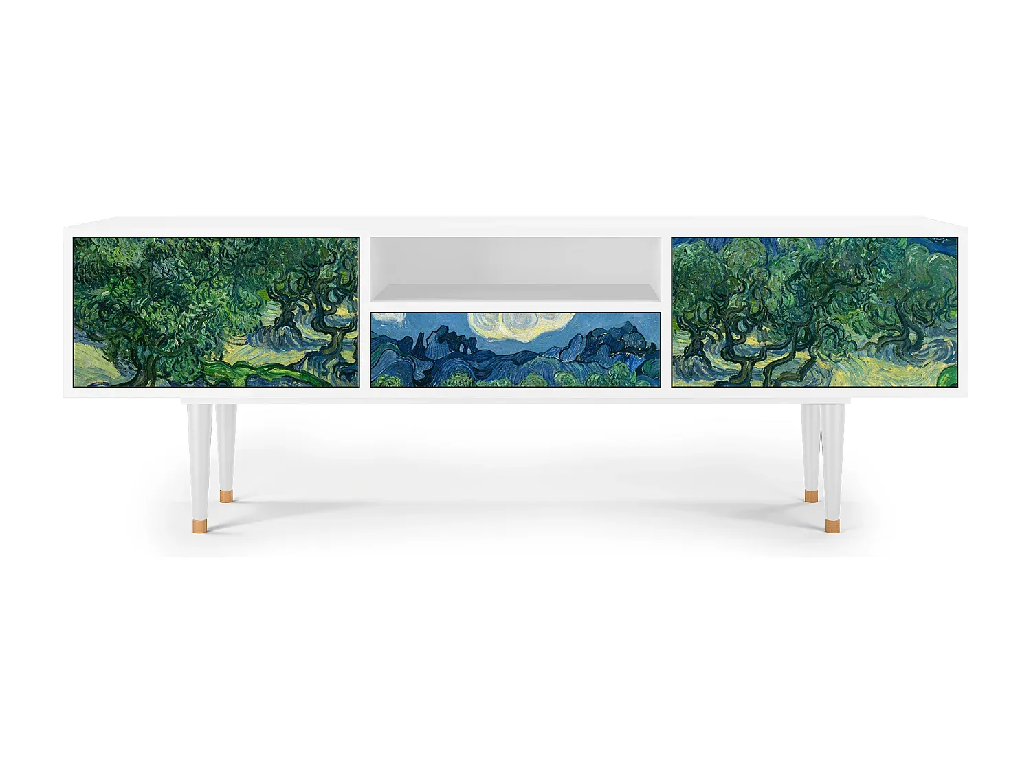 Moderner Fernsehtisch, 170x59x41 cm, Weiß