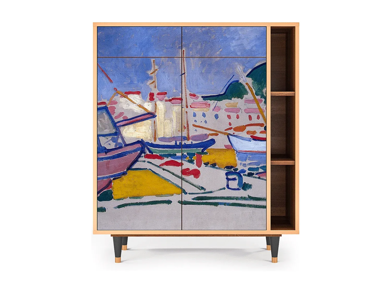 Moderner Sideboard mit Walnussoptik und Stauraum