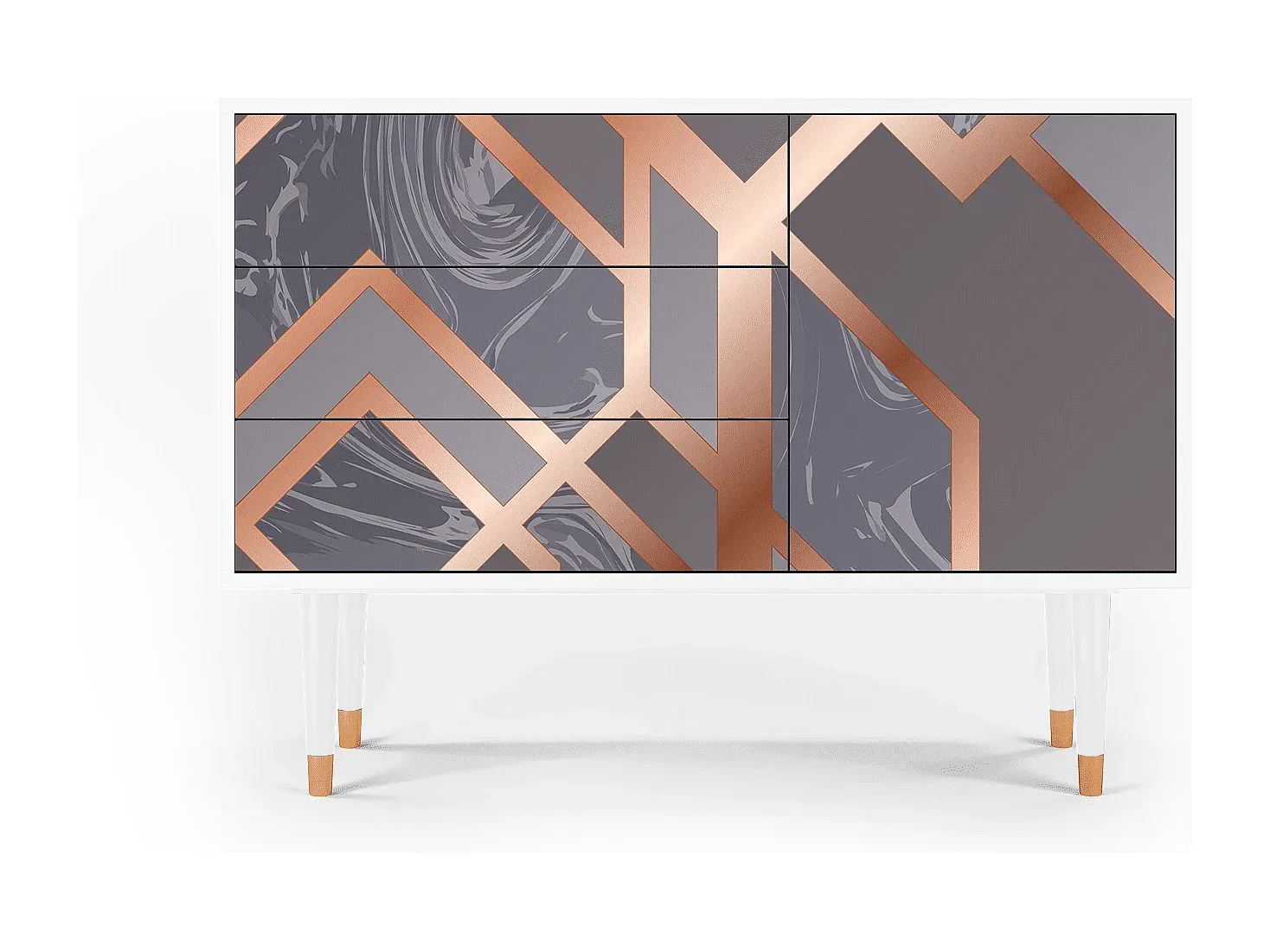 Moderner Sideboard in Taupe und Weiß, 115x45x84 cm