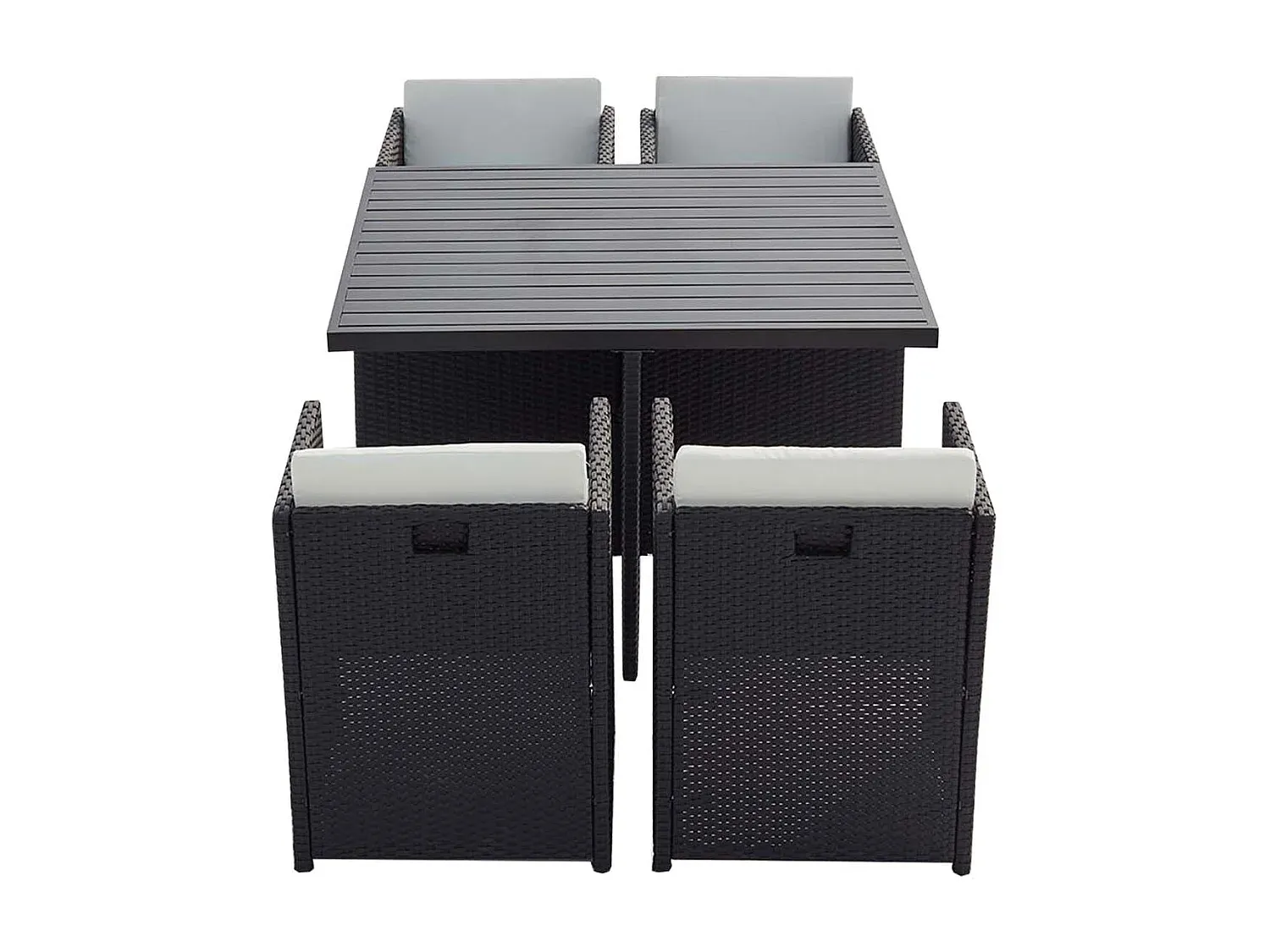 4-Personen Gartenmöbel-Set aus Rattan und Aluminium in Grau/Weiß