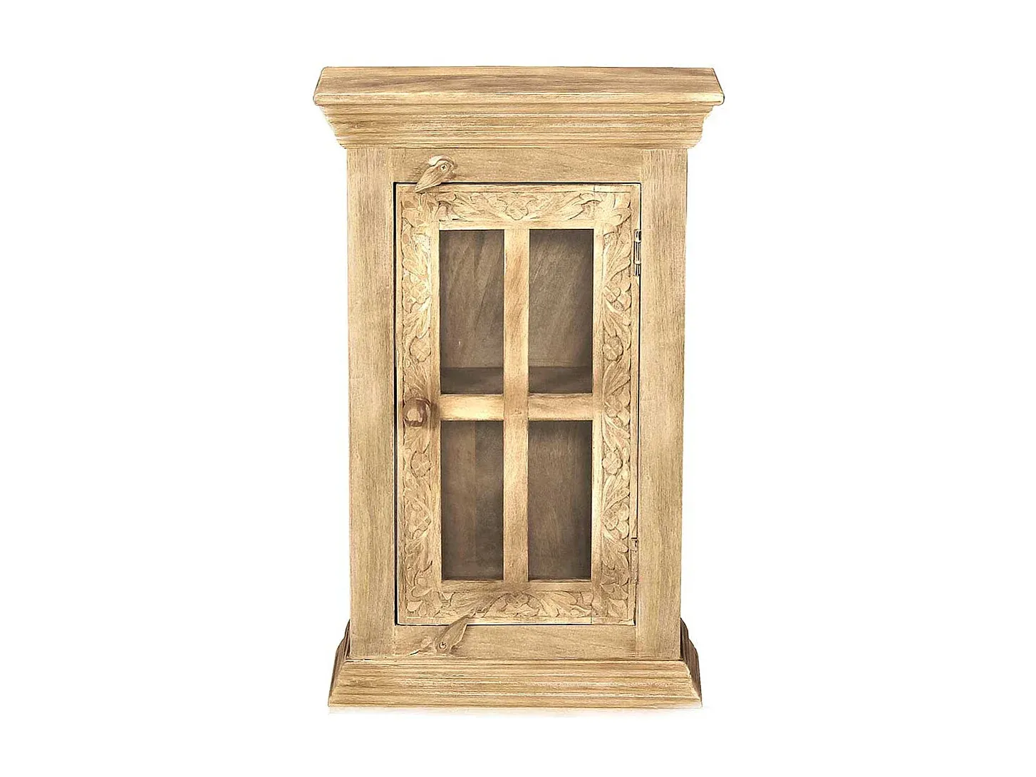 Handgefertigter Hängeschrank aus Mangoholz für das Badezimmer