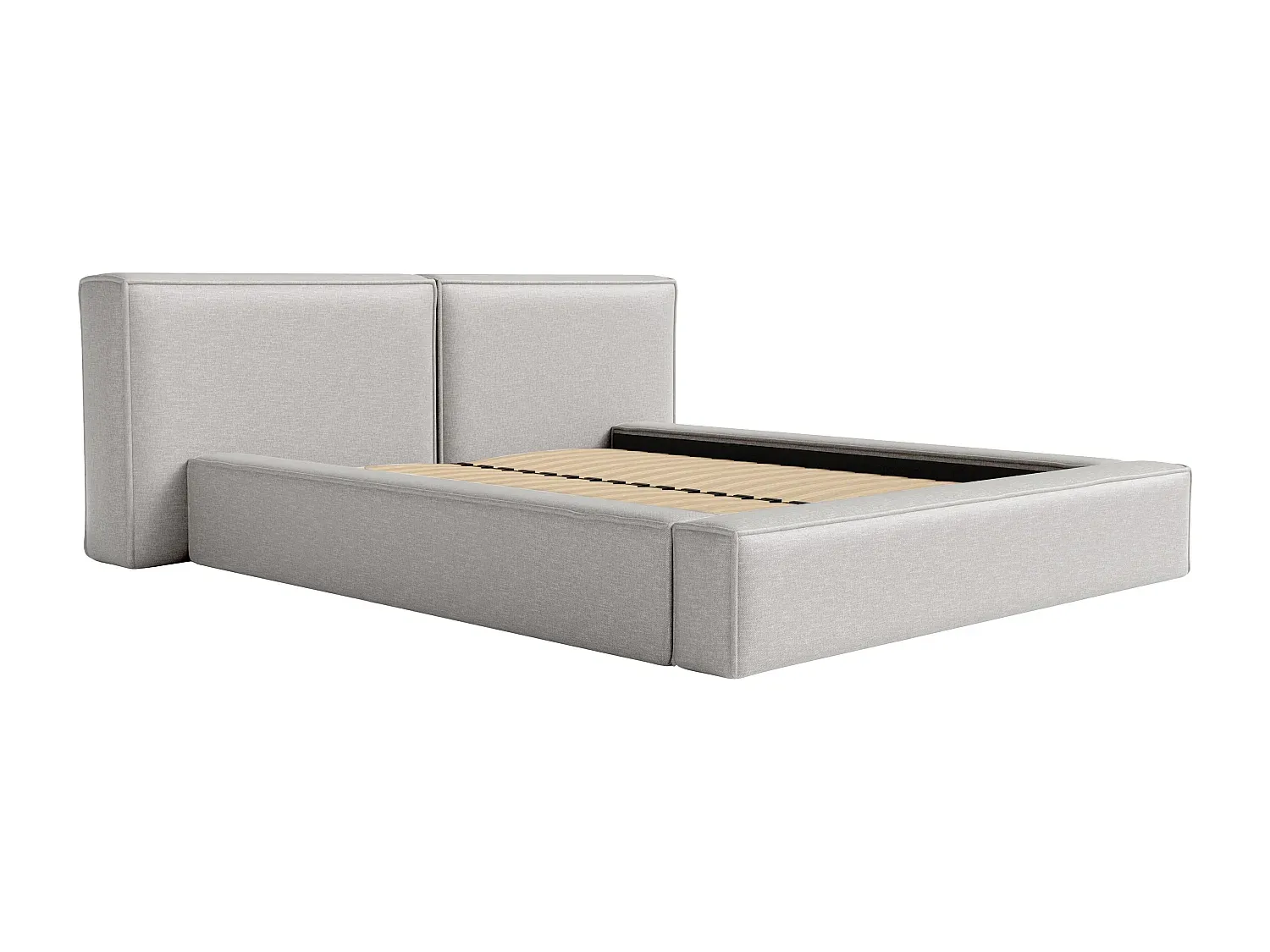 Doppelbett mit Stauraum in Hellgrau - 180 x 200 cm