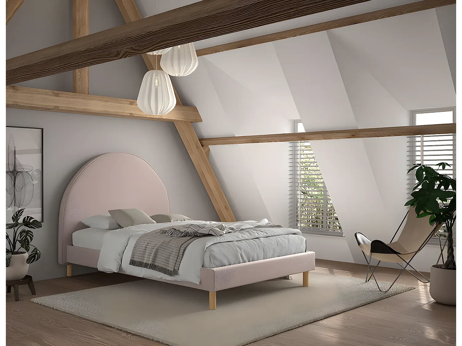 Moderner Bettrahmen 140x200 cm in Rosa