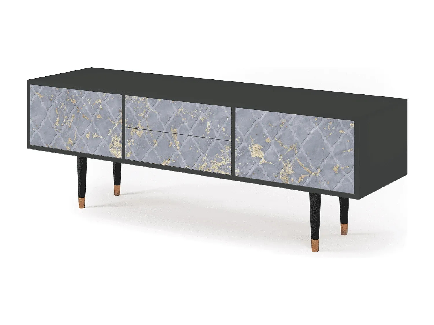 Moderner TV-Schrank mit Rauchglas und Stauraum, 170x59x48 cm