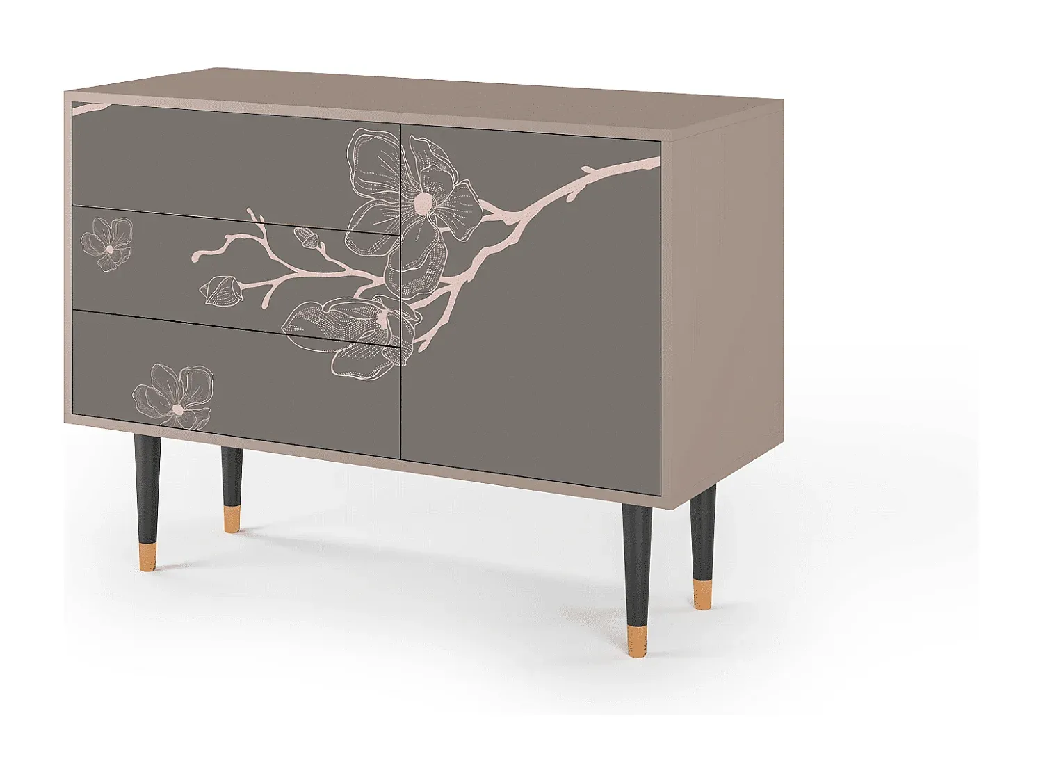 Hölzernes Sideboard mit kirschblütenfarbener Oberfläche