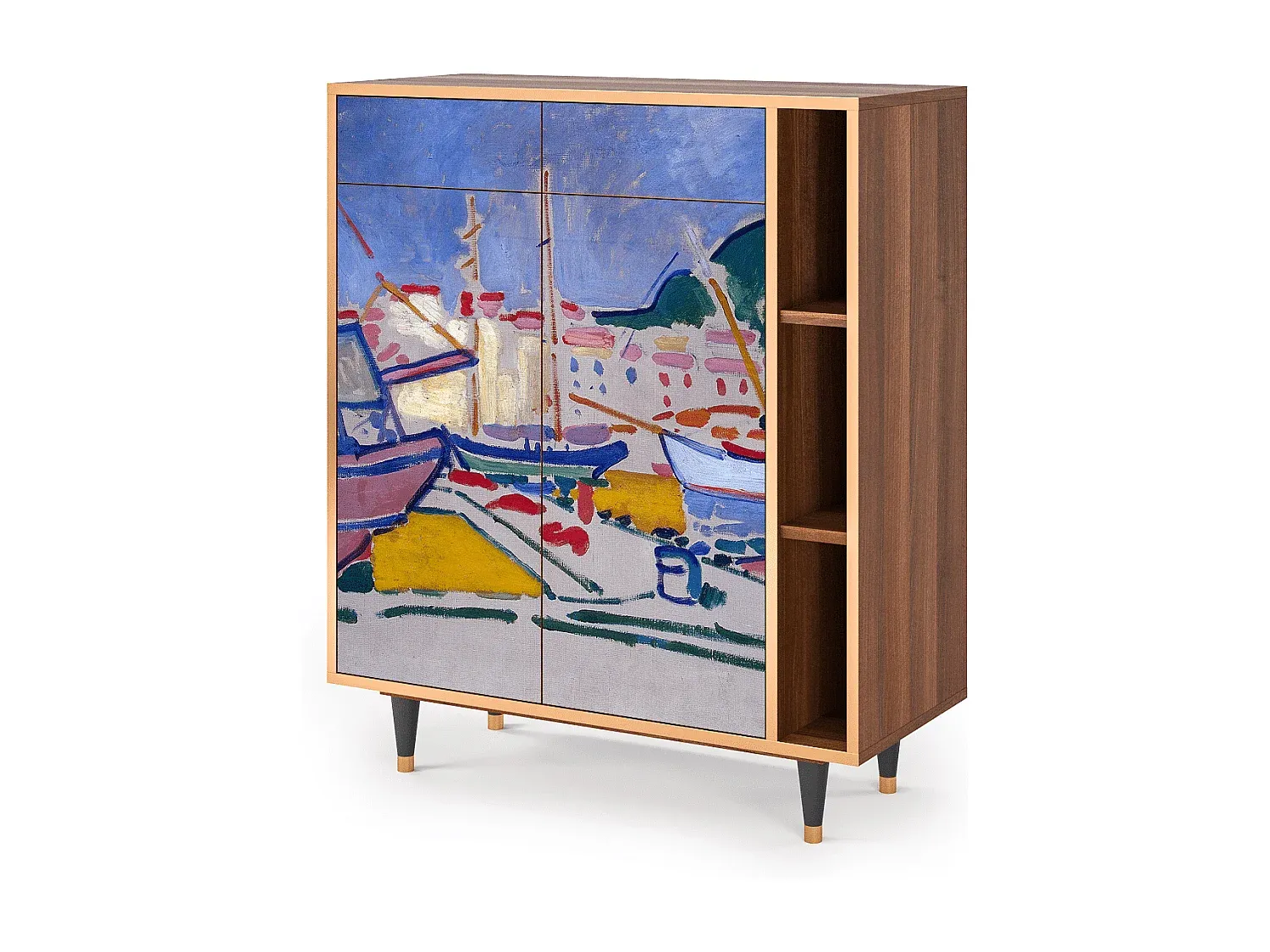 Moderner Sideboard mit Walnussoptik und Stauraum