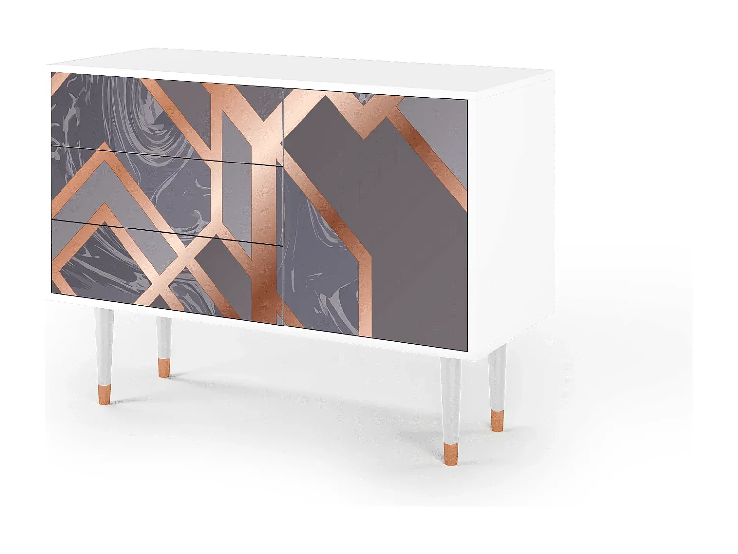 Moderner Sideboard in Taupe und Weiß, 115x45x84 cm