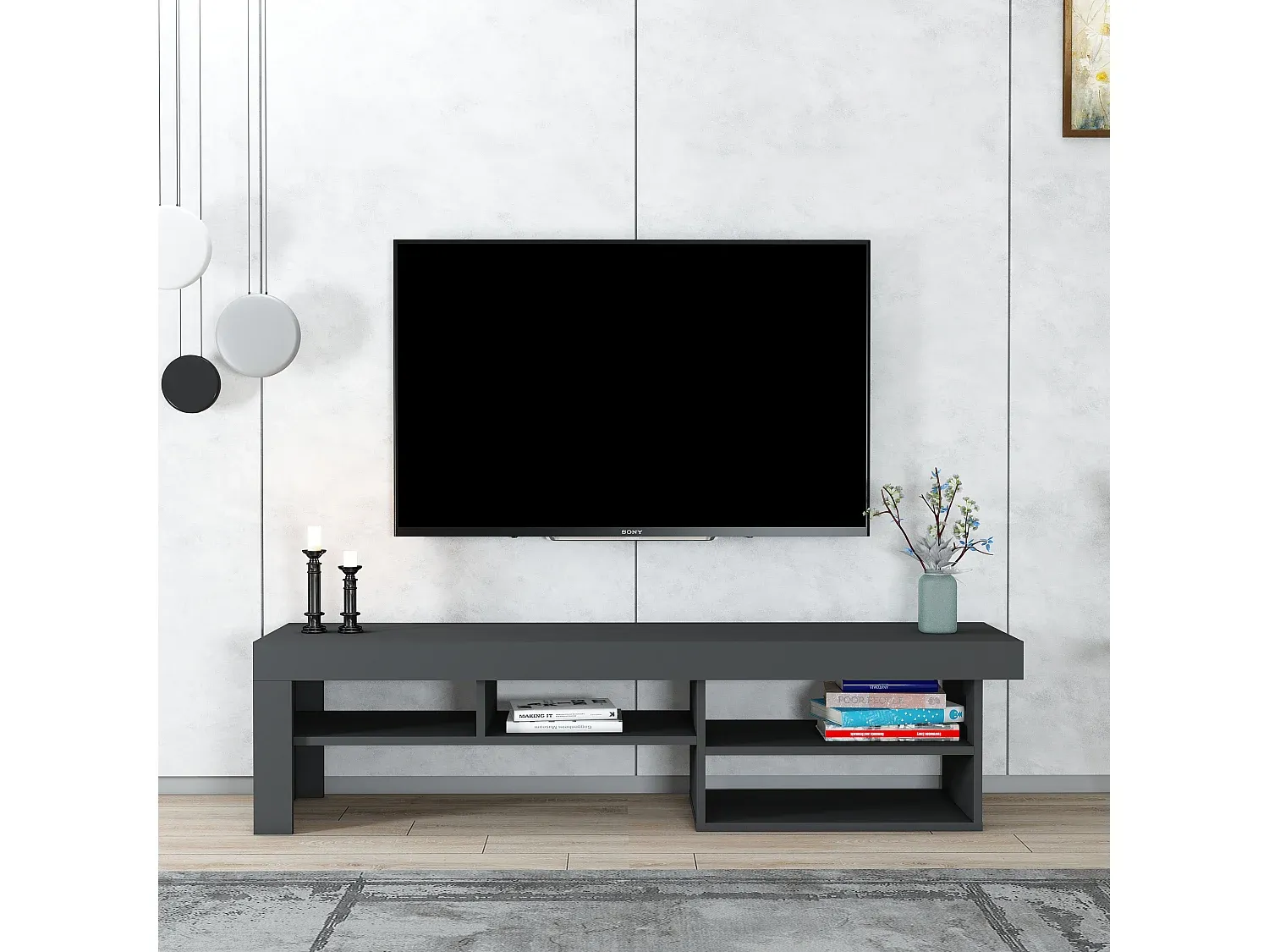 Moderner TV-Schrank in Anthrazitgrau, 40x160x38 cm