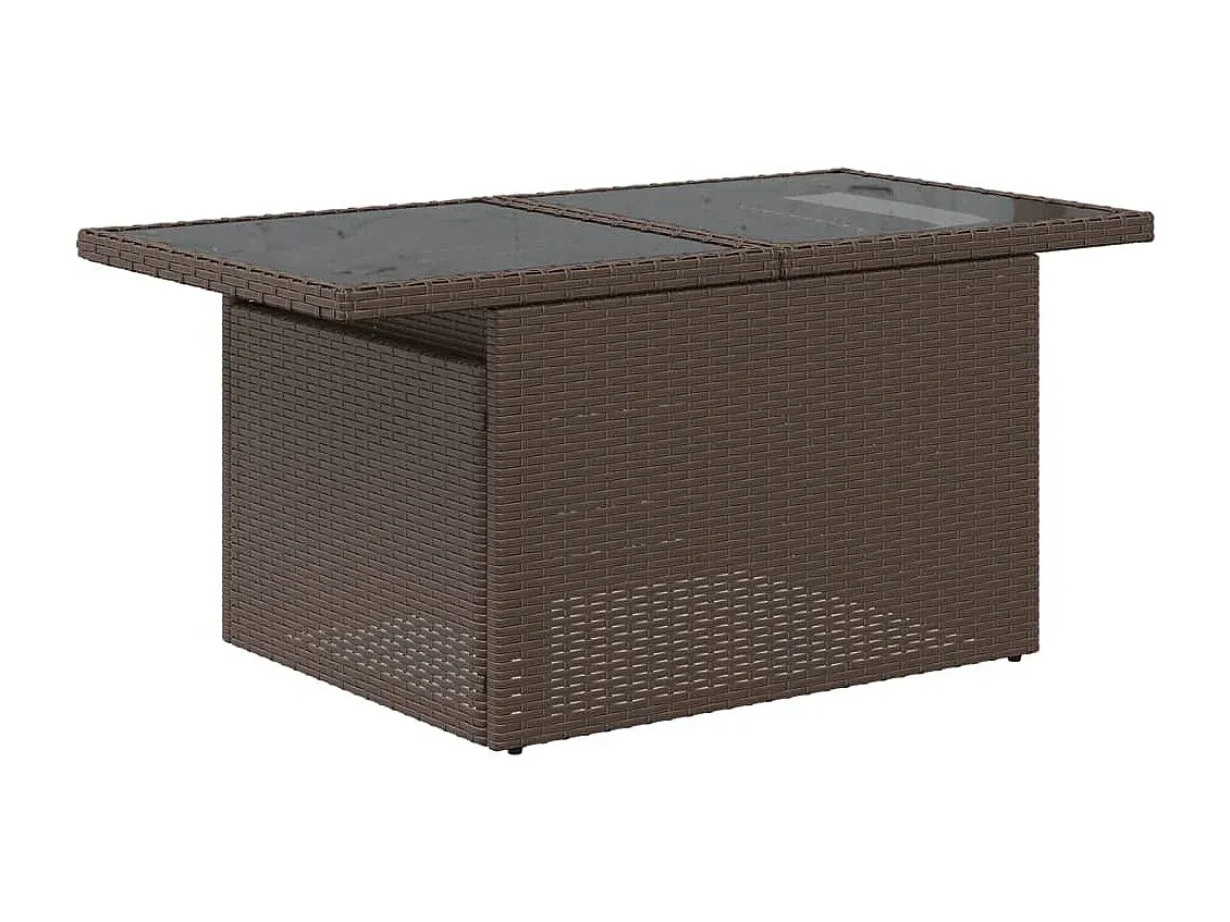 Moderner Terrassentisch aus Poly-Rattan mit Glasplatte