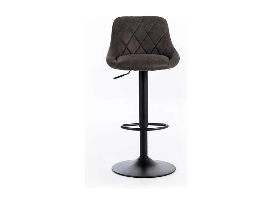 Set aus 2 Barhockern in dunkelgrauem Stoff mit Polsterung und Fußstütze