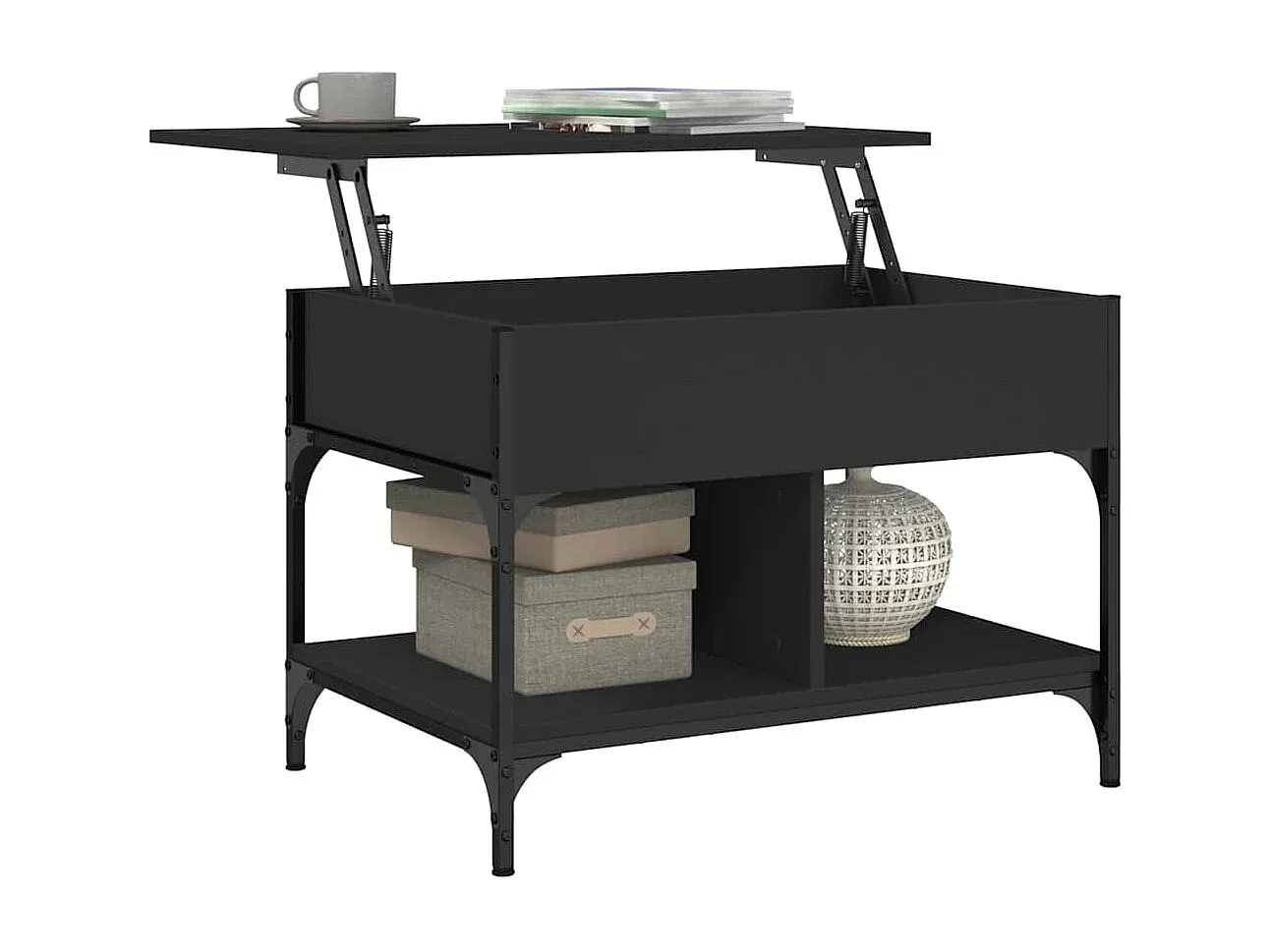 Moderner Wohnzimmertisch aus Metall und Holz