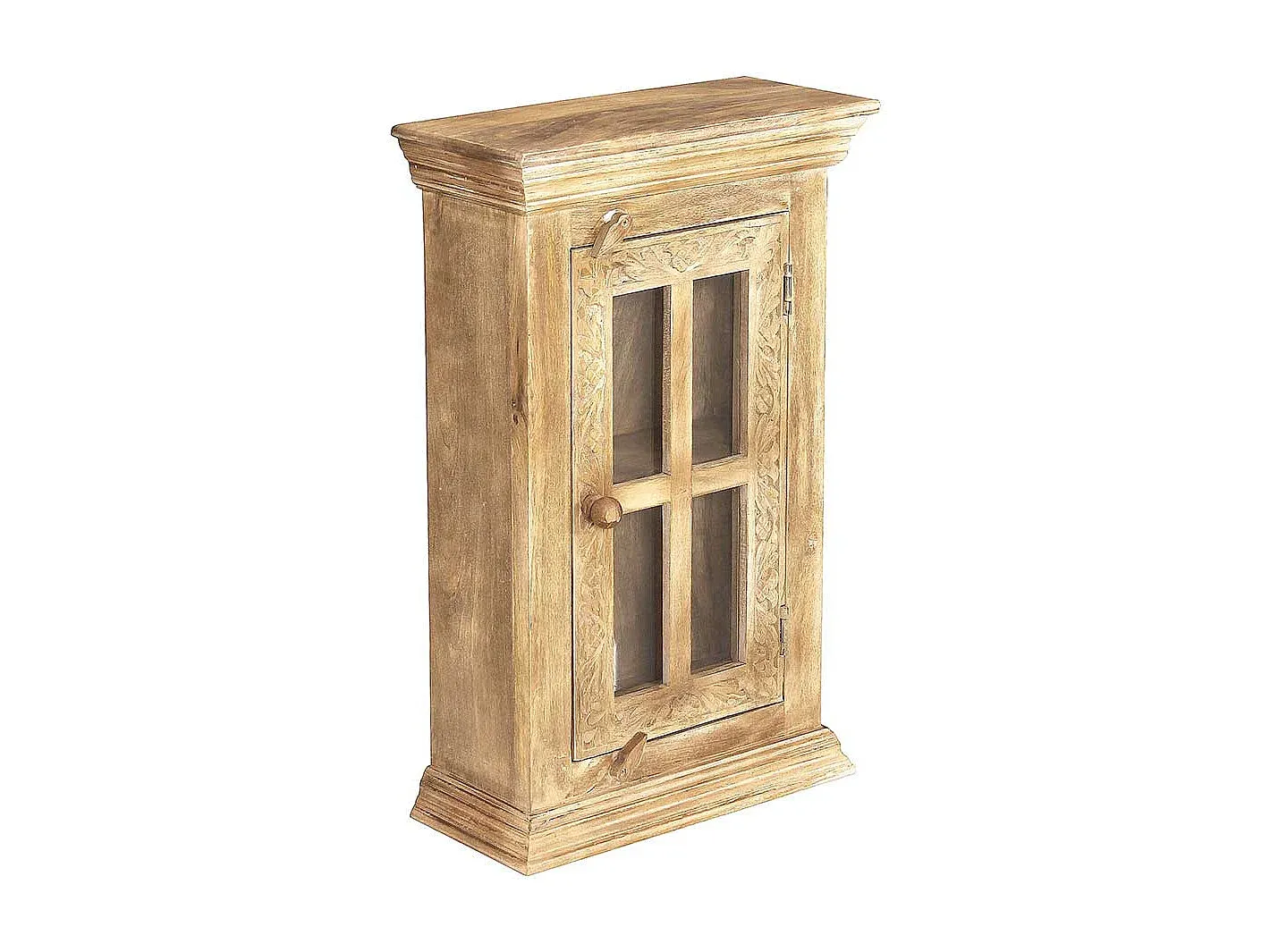 Handgefertigter Hängeschrank aus Mangoholz für das Badezimmer