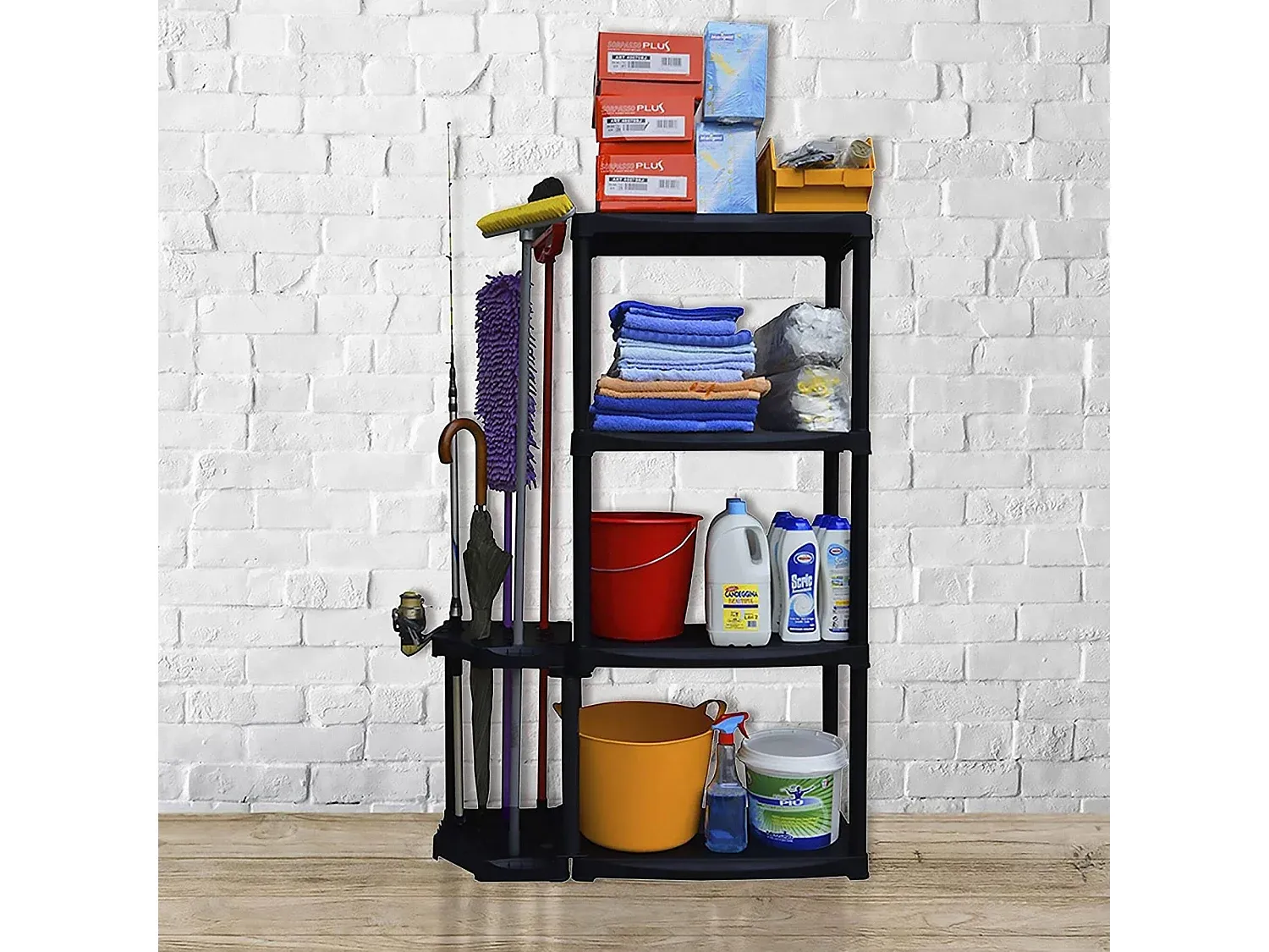 Outdoor-Garderobe mit Mehrzweck-Regal und 2 Ablagen, anthrazit