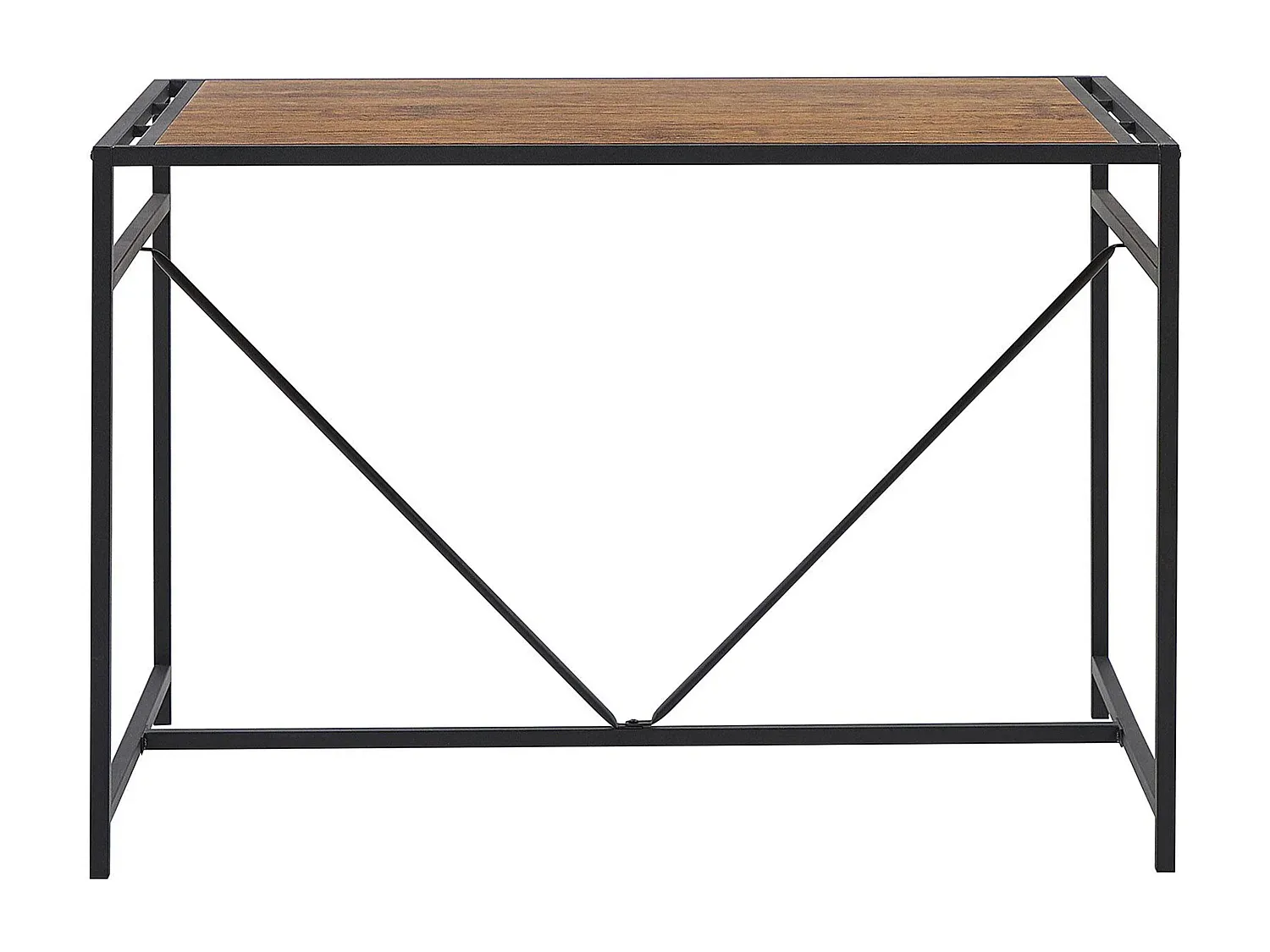 Essgruppe mit dunklem Holzton und schwarzem Stahl für 4 Personen, 110 x 70 cm