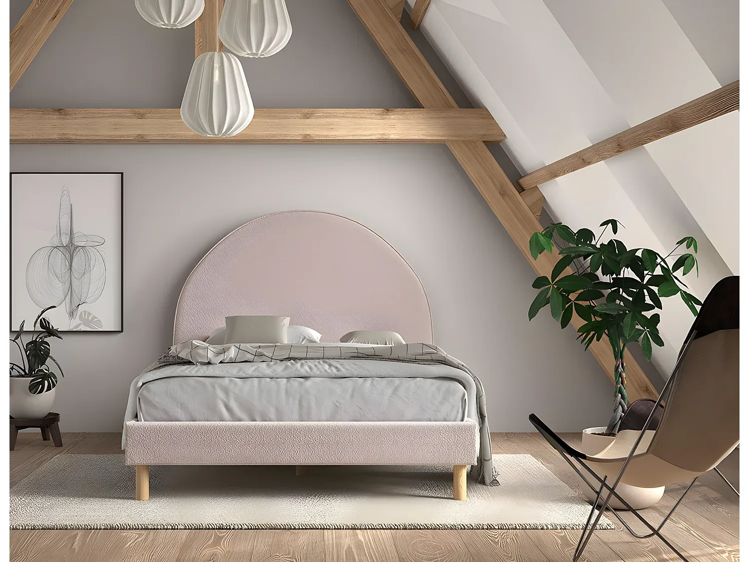 Moderner Bettrahmen 140x200 cm in Rosa