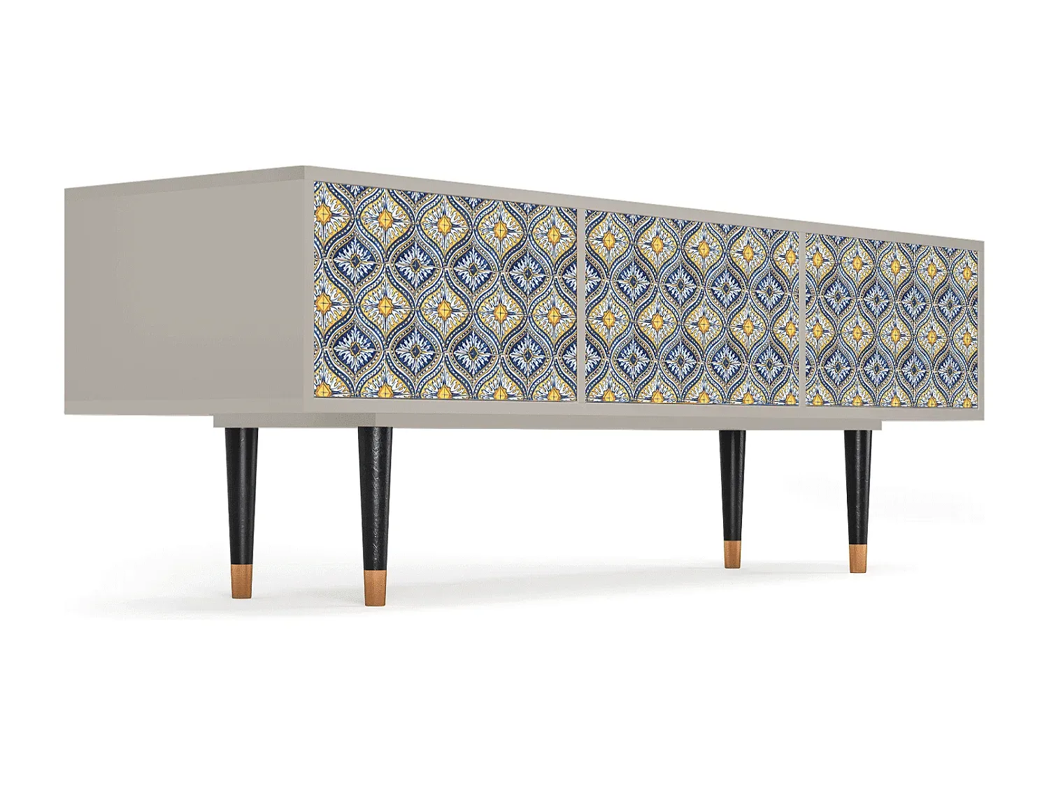 Fernsehtisch mit Illusionsmuster und Sandfarbe - 170x59x48 cm