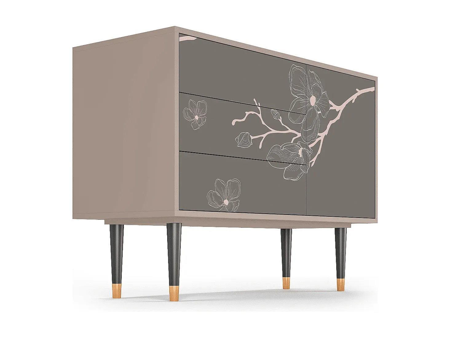 Hölzernes Sideboard mit kirschblütenfarbener Oberfläche